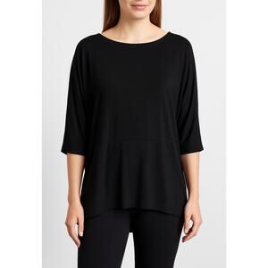Eileen Fisher Black Oversized Dolman Top Women’s Large Boxy Tunic